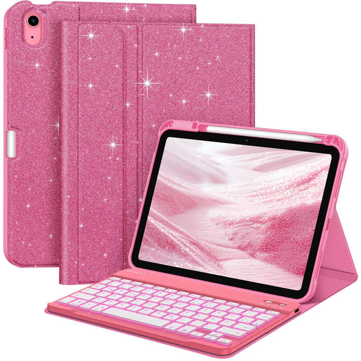 FINTIE Hülle mit Tastatur für iPad A16 11 Generation/10 Gen (11/10.9 Zoll, 2025/2022), 7-farbige Hin