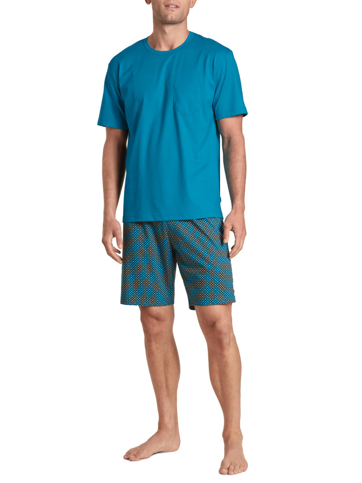 CALIDA Herren Relax Imprint Pyjamaset 46-48 Malibu Blue, 46-48 Malibu Blue