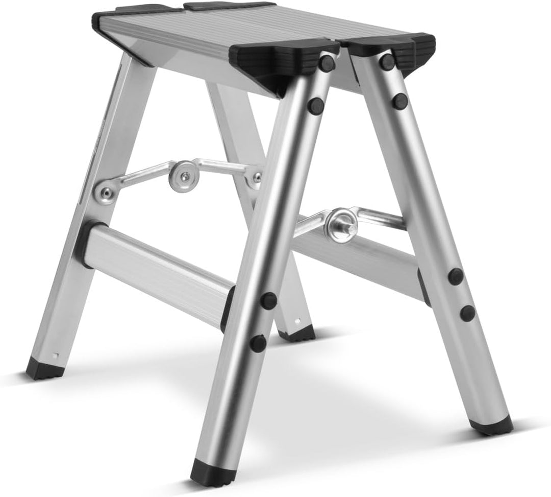 STAHLWERK Klapptritt KT-1 ST mit 120 kg Tragkraft Aluminium-Leiter | Klappleiter | Trittleiter | Sch