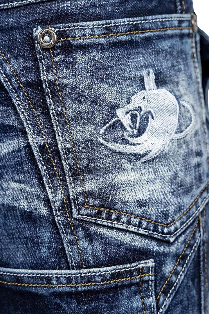Herren Jeans - Regular-Fit mit Knopfleiste | Optimale Passform, 5-Pocket-Style, Kontrastnaht in Weis