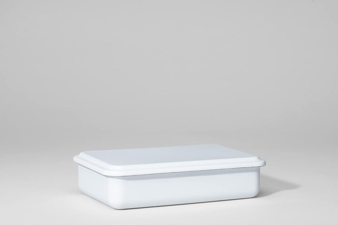 Riess, 0416-033, Vorratsbehälter mit Deckel, 23x15x5cm, Emaille, Design SERVE + STORE, WEISS, Gewich