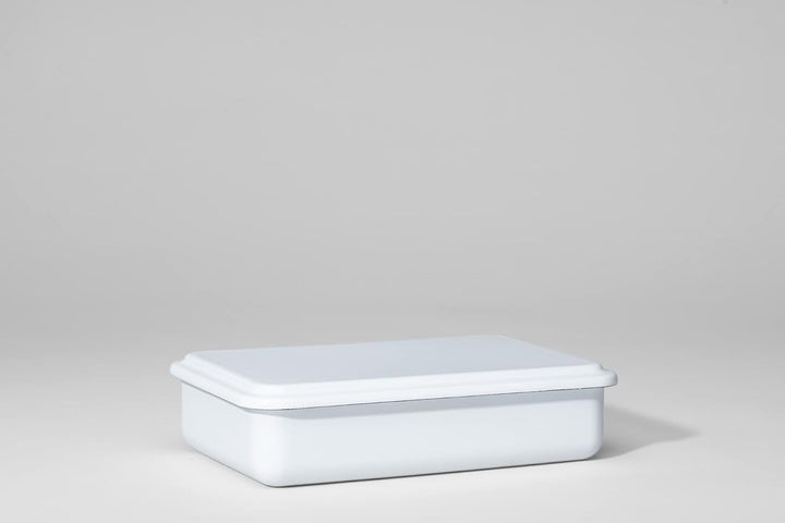 Riess, 0416-033, Vorratsbehälter mit Deckel, 23x15x5cm, Emaille, Design SERVE + STORE, WEISS, Gewich