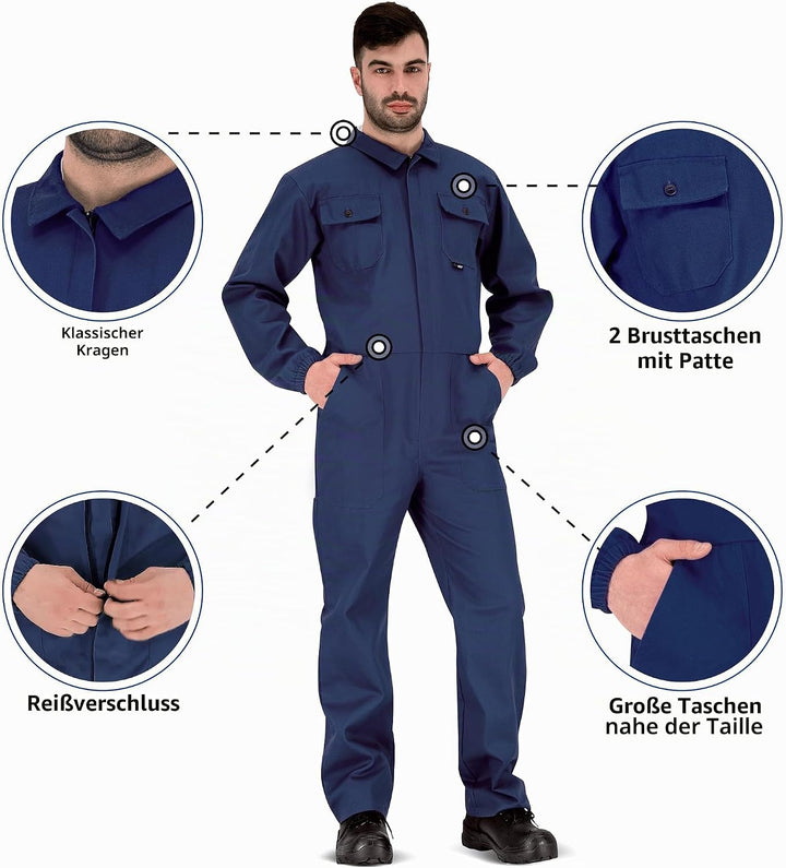 BWOLF ANAX Arbeitsoverall Herren Overall Herren Arbeitskleidung 100% Baumwolle Arbeitsoveralls mit 5