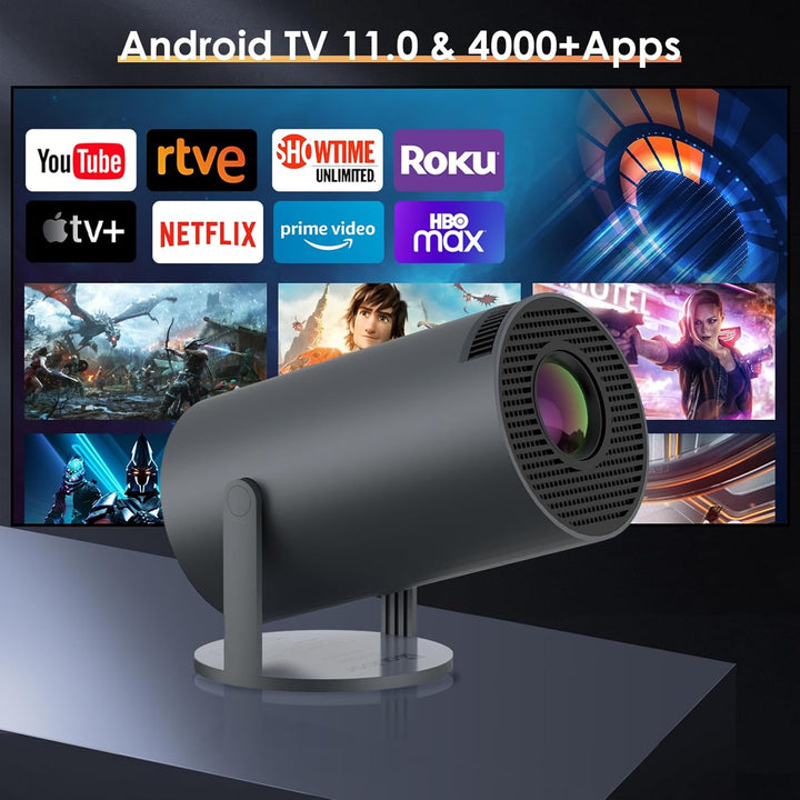 HIPPUS Mini Smart Beamer 4K Android OS 11.0 Full HD 1080P 180°Dreh Portable Projector klein Videopro