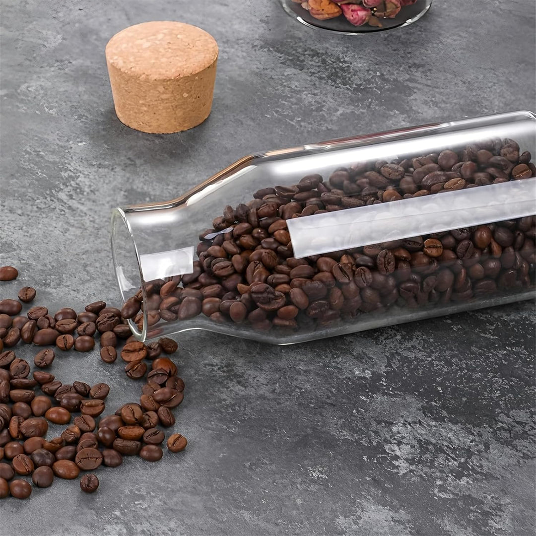 Glas Vorratsdosen mit Korkstopfer Moderner Glasbehälter Luftdicht Gläser mit Holzdeckel, 900ml/30.4