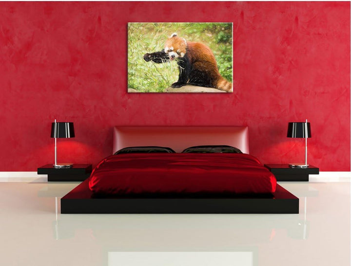 Pixxprint Niedlicher roter Panda als Leinwandbild/Grösse: 100x70 cm/Wandbild/Kunstdruck/fertig bespa
