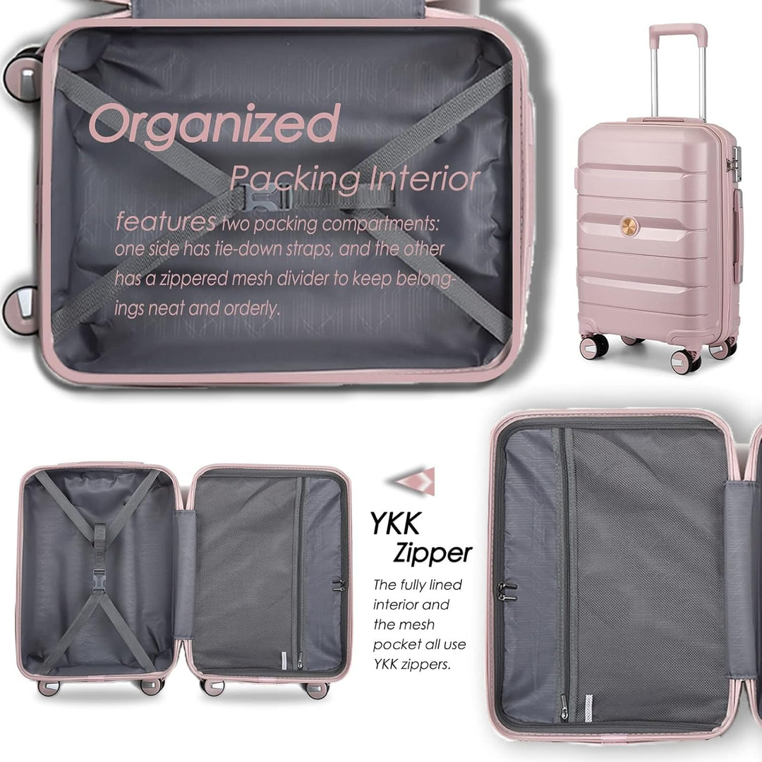 Hartschalenkoffer Set 4 Teilig S/M/L/XL Rollkoffer Handgepäck 100% PP Reisekoffer mit 360°Doppel Zwi