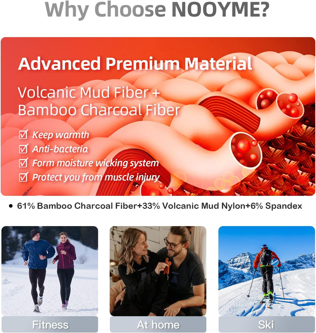 NOOYME Damen Thermounterwäsche, Lange Unterhose für Damen, Basisschicht für kaltes Wetter, Schwarz,