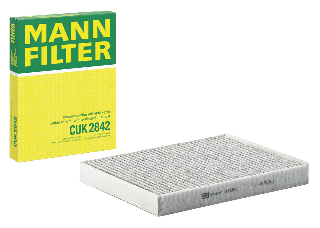 MANN-FILTER CUK 2842 Innenraumfilter – Pollenfilter mit Aktivkohle – Für PKW CUK Single, CUK Single