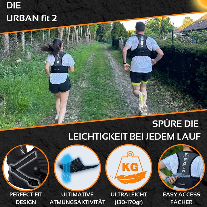 Laufweste Damen und Herren Urban fit 2L optimale Passform atmungsaktiv ultraleichter Laufrucksack 13