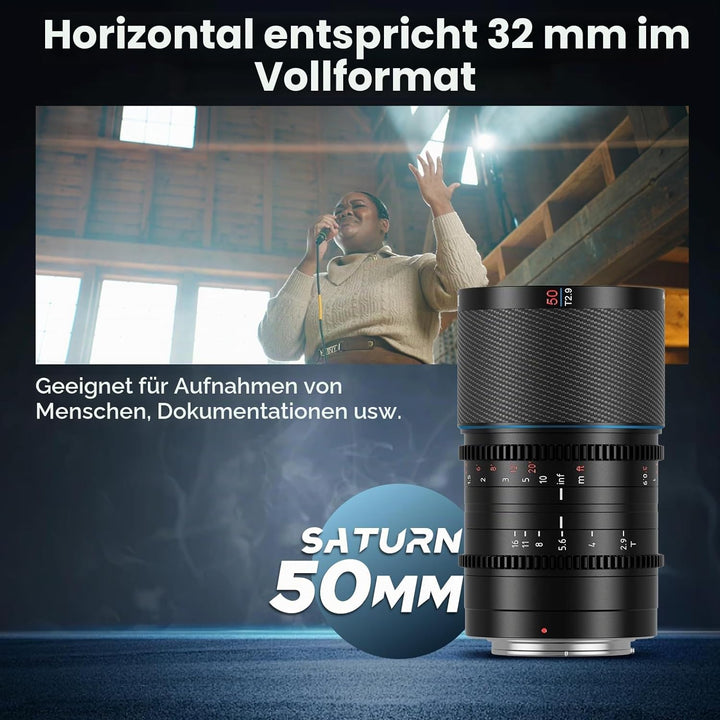 SIRUI Saturn 50mm T2.9 1.6X Kohlefaser Vollformat Anamorphotisches Prime Objektiv Lens Modell Leicht