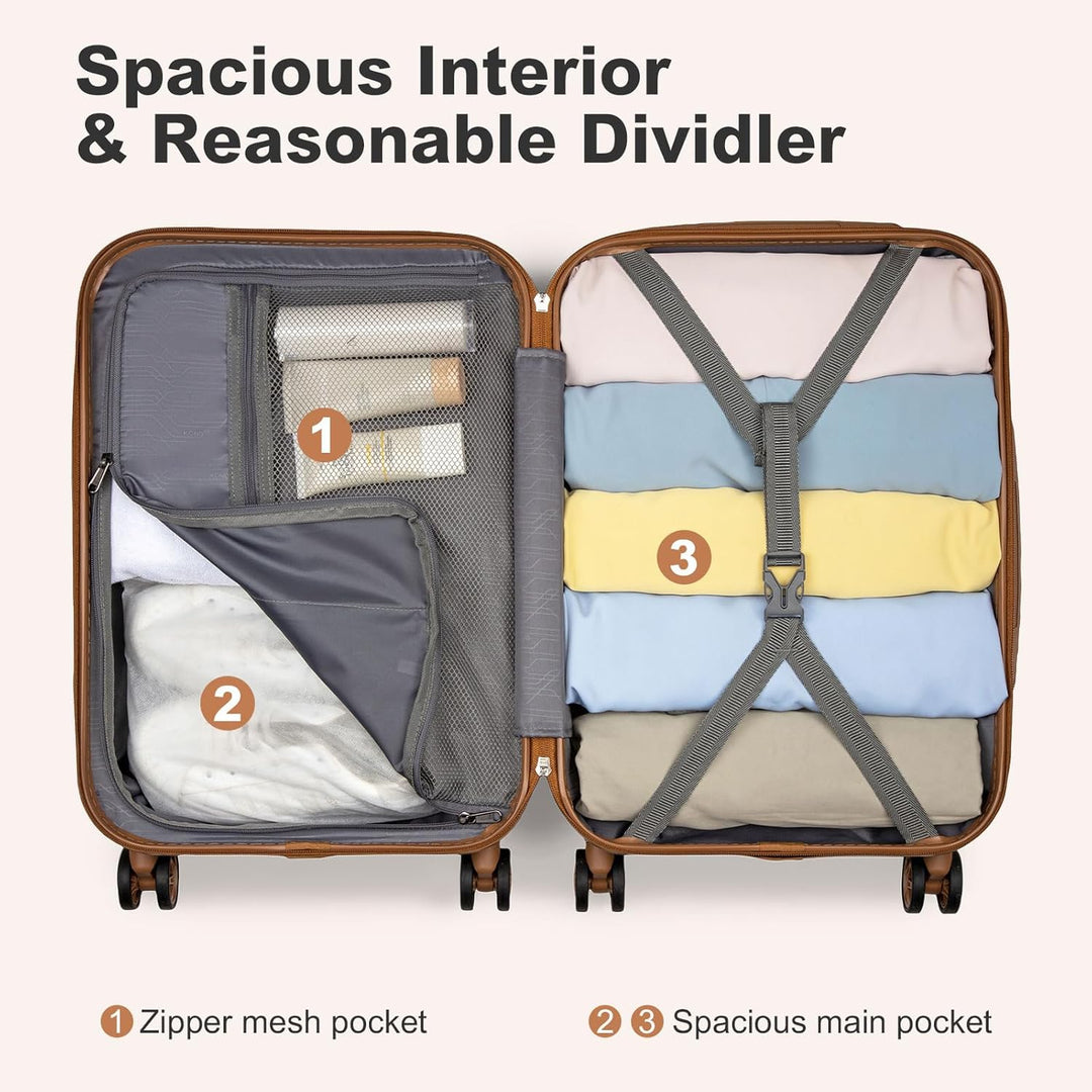 KONO Koffer Gross Reisekoffer 75 x 48 x 29 cm, Hartschalenkoffer aus ABS+PC mit TSA-Schloss, 4 Rolle