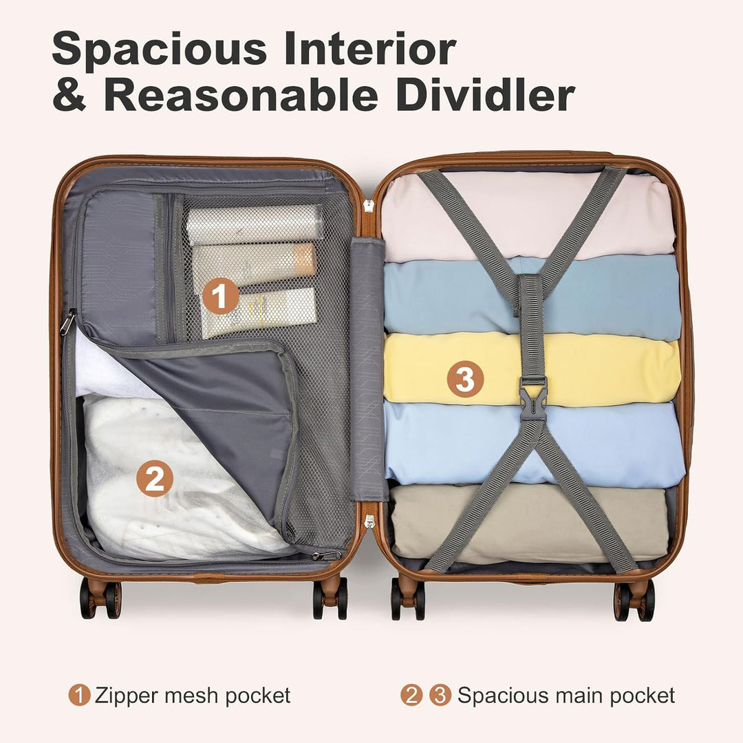 KONO Handgepäck Koffer Set mit Kosmetikkoffer Reisegepäck-Sets Beautycase Koffer Trolleys Reisekoffe
