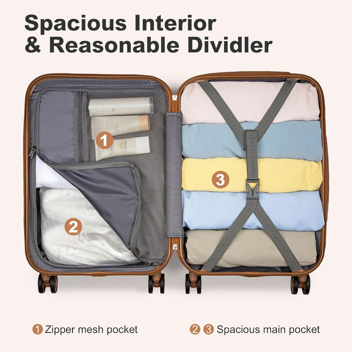 KONO Handgepäck Koffer Set mit Kosmetikkoffer Reisegepäck-Sets Beautycase Koffer Trolleys Reisekoffe