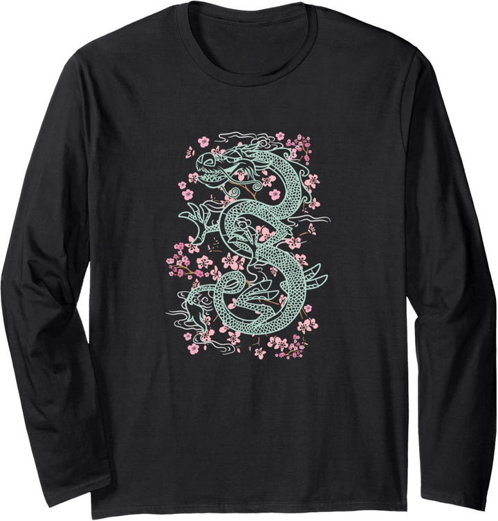 Disney Mulan Mushu Floral Outline Langarmshirt