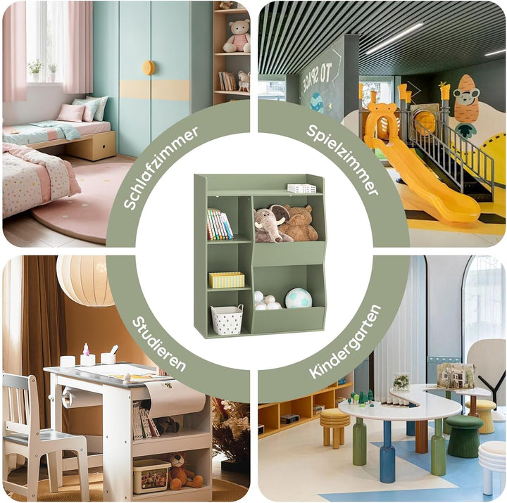 SoBuy Kinder Bücherregal Montessori Regal Kinderzimmer mit 5 Offenes Fach Kinderregal für Spielzeug