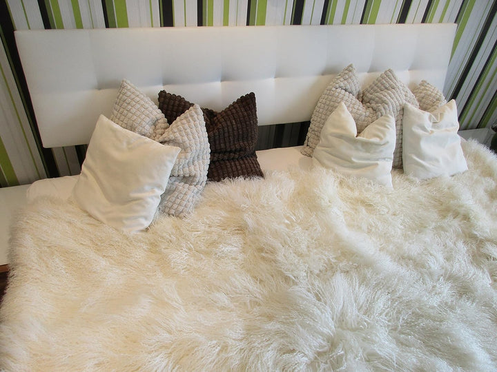 Reissner Lammfelle Tibet Lammfell Bettauflage Couchauflage 90x190cm JAY02 Farbe weiss-weiss 90 x 190
