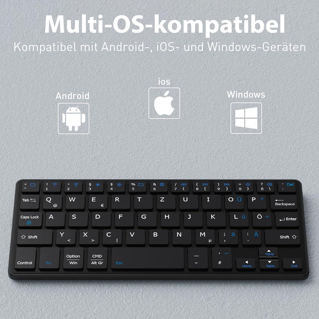 Doohoeek Tragbare Mini Tastatur für iPhone, iPad, Android Tablet, Dual-Bluetooth-Universelle Tastatu
