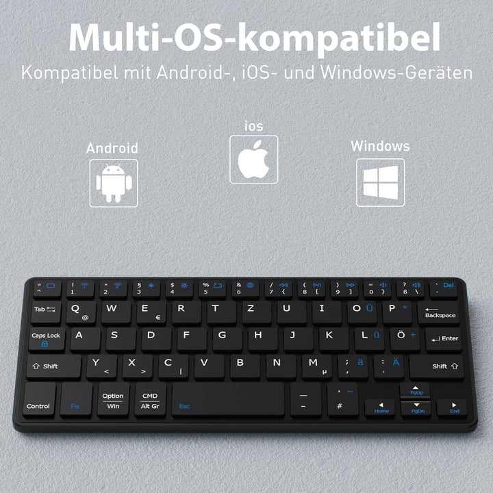 Doohoeek Tragbare Mini Tastatur für iPhone, iPad, Android Tablet, Dual-Bluetooth-Universelle Tastatu