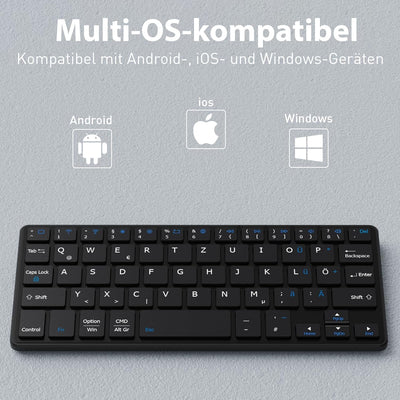 Doohoeek Tragbare Mini Tastatur für iPhone, iPad, Android Tablet, Dual-Bluetooth-Universelle Tastatu
