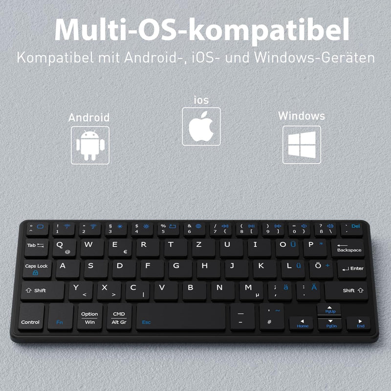 Doohoeek Tragbare Mini Tastatur für iPhone, iPad, Android Tablet, Dual-Bluetooth-Universelle Tastatu