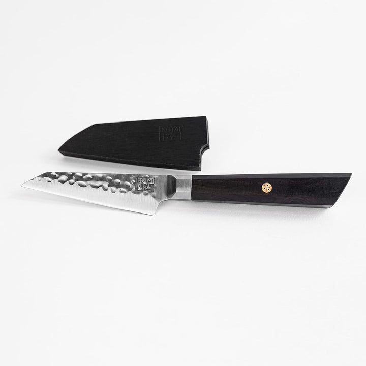 KOTAI Bunka Spickmesser mit Bambus-Saya und Bambusbox | 9-cm-Klinge | von Hand gehämmert und geschär