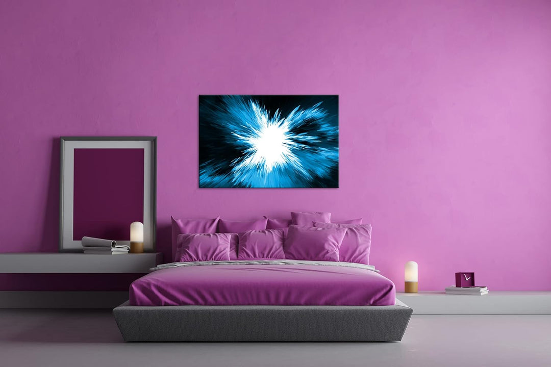 deyoli Farbenfrohe Explosion Format 80x60 Effekt: Monocrome Blau als Leinwandbild, Motiv fertig gera