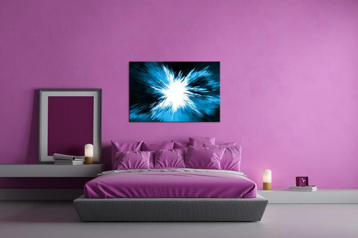 deyoli Farbenfrohe Explosion Format 80x60 Effekt: Monocrome Blau als Leinwandbild, Motiv fertig gera