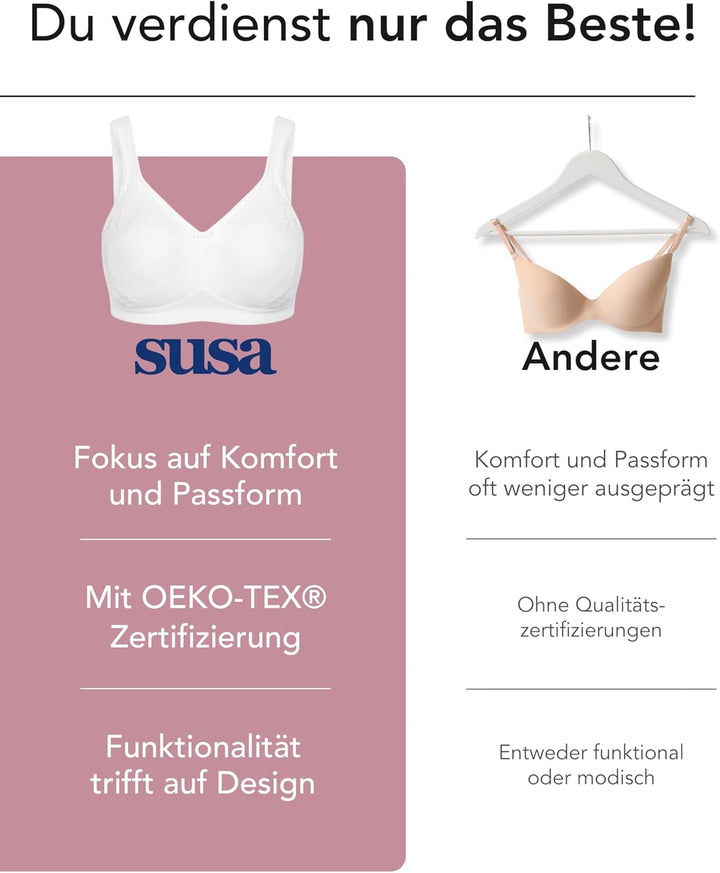 SUSA Minimizer BH Damen ohne Bügel I London I Damen-BHs mit Minimizer Schnittform, verkleinert die B