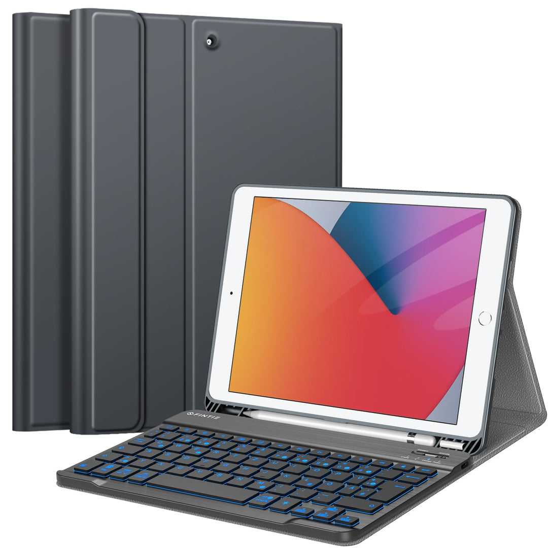 Fintie Hülle mit Tastatur für iPad 9. / 8. / 7. Generation (10.2 Zoll, 2021/2020/2019), Beleuchtete