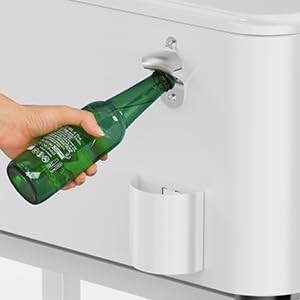 Bonnlo 57L Servierwagen mit Rollen, Beistellwagen, Patio-Kühlwagen, Kühlbox, Getränkekühler mit Flas