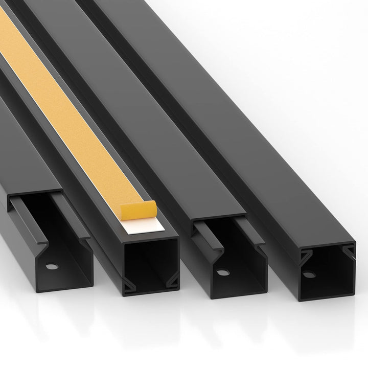 CILSON Kabelkanal 20 m | 20x 1 m Lang, 16x16 mm Breite x Höhe, Schwarz, Selbstklebend, Wand- und Dec