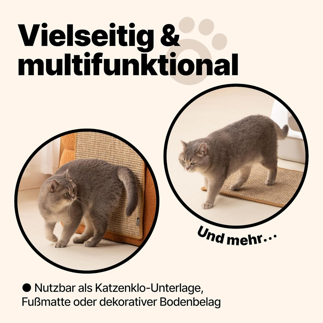 Kratzmatte für Katzen - Hochwertiger Kratzteppich aus Sisal, natürliche Kratzbretter, multifunktiona