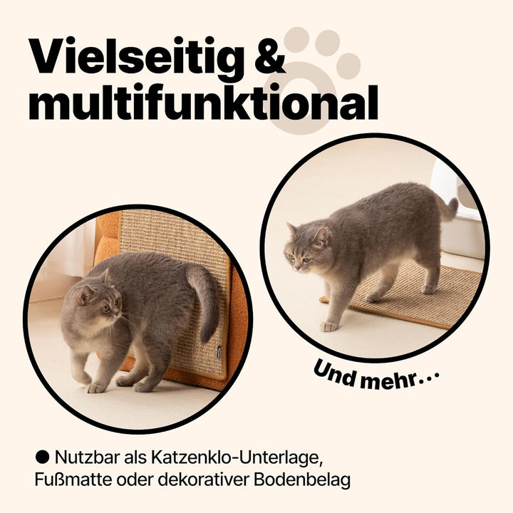 Kratzmatte für Katzen - Hochwertiger Kratzteppich aus Sisal, natürliche Kratzbretter, multifunktiona