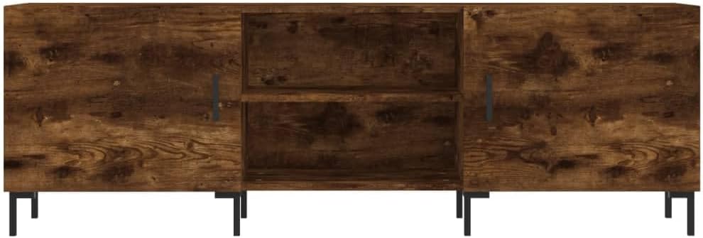 TV-Schrank Eiche Rauchgrau 150 x 30 x 50 cm aus mehrschichtigem Holz und Eisen – niedriger Schrank m