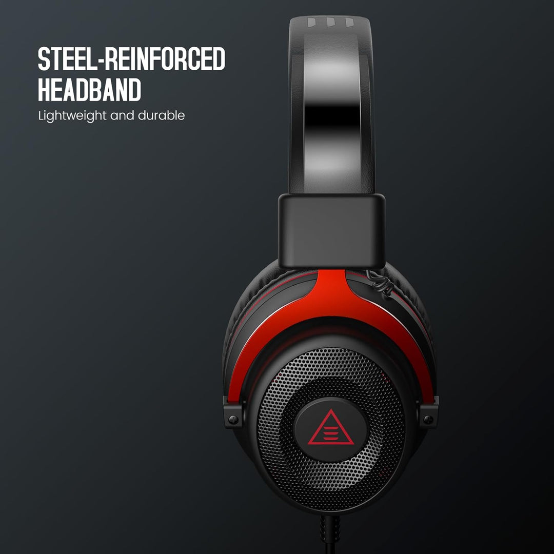 EKSA Gaming Headset, PC Headset mit Abnehmbar Mikrofon mit Geräuschunterdrückung, 3D Surround Sound