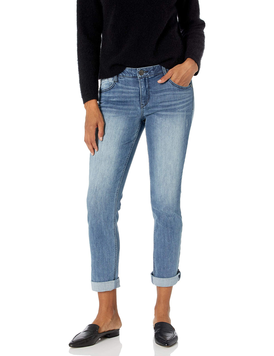Democracy Damen Ab Solution Girlfriend Jeans 34 Blau, 34 Blau