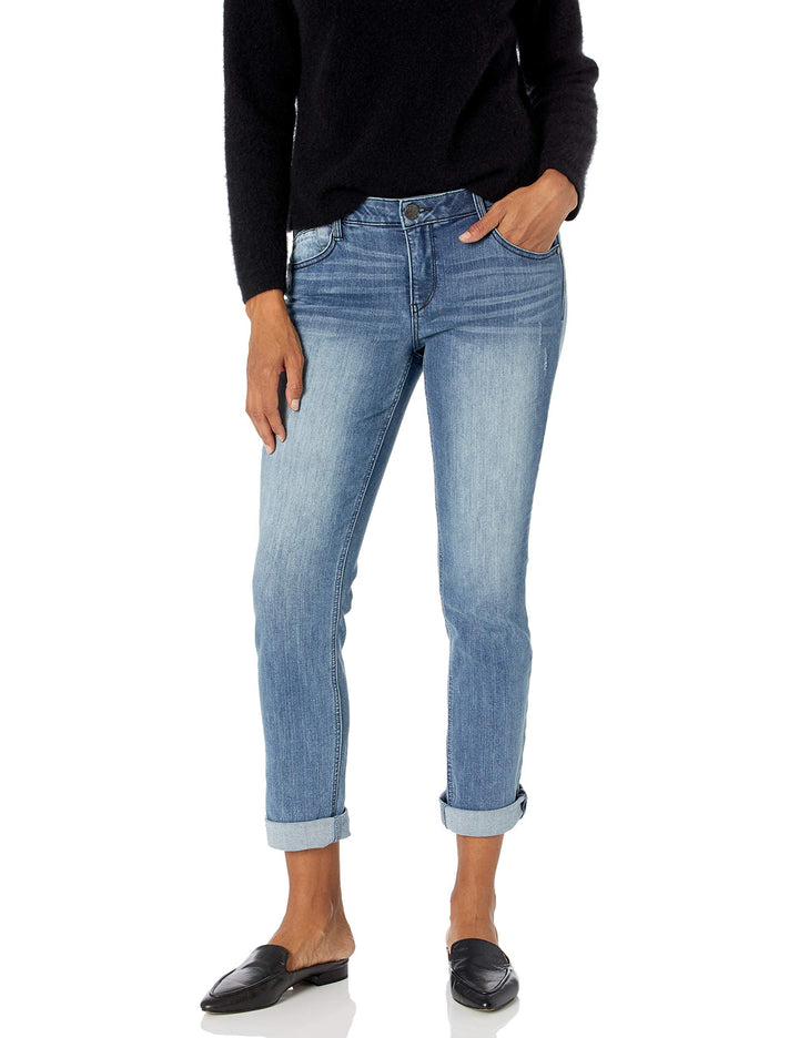Democracy Damen Ab Solution Girlfriend Jeans 34 Blau, 34 Blau