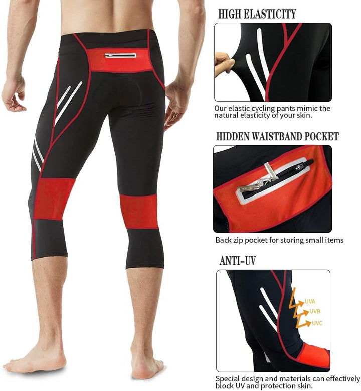 MEETWEE Herren 3/4 Radhose Fahrradhose, Kompression Radlerhose Leggings Radsport Hose für Männer Ela