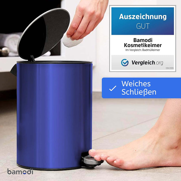 Bamodi Kosmetikeimer Edelstahl 3l - Badezimmer Mülleimer mit Softclose-System Zum Verlieben - Badeim