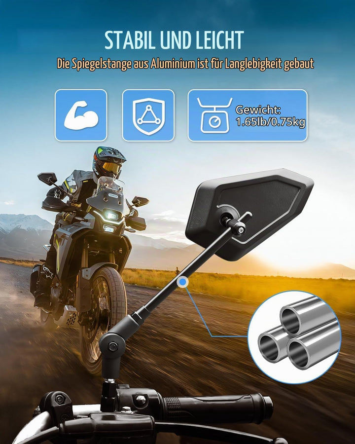 SUPAREE Motorrad Spiegel Klappbar Motorrad Rückspiegel M10 Lenkerspiegel motorrad e Geprüft 360°Dreh