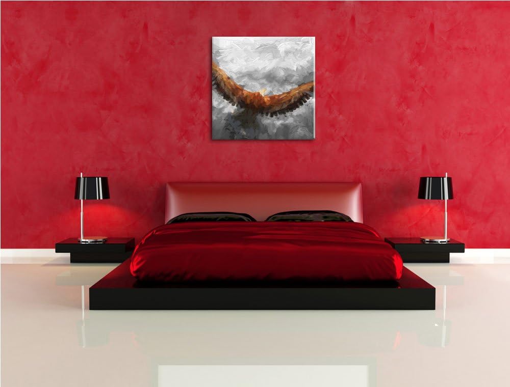 Pixxprint Adler mit leuchtenden Augen als Leinwandbild/Grösse: 70x70 cm/Wandbild/Kunstdruck/fertig b