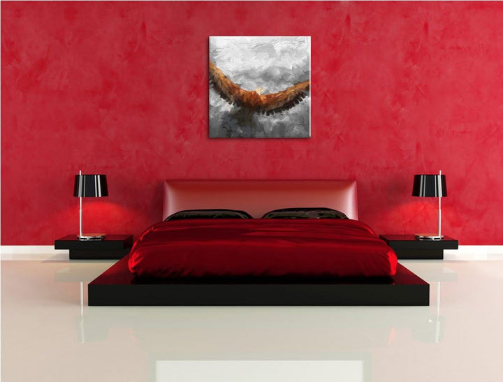 Pixxprint Adler mit leuchtenden Augen als Leinwandbild/Grösse: 70x70 cm/Wandbild/Kunstdruck/fertig b