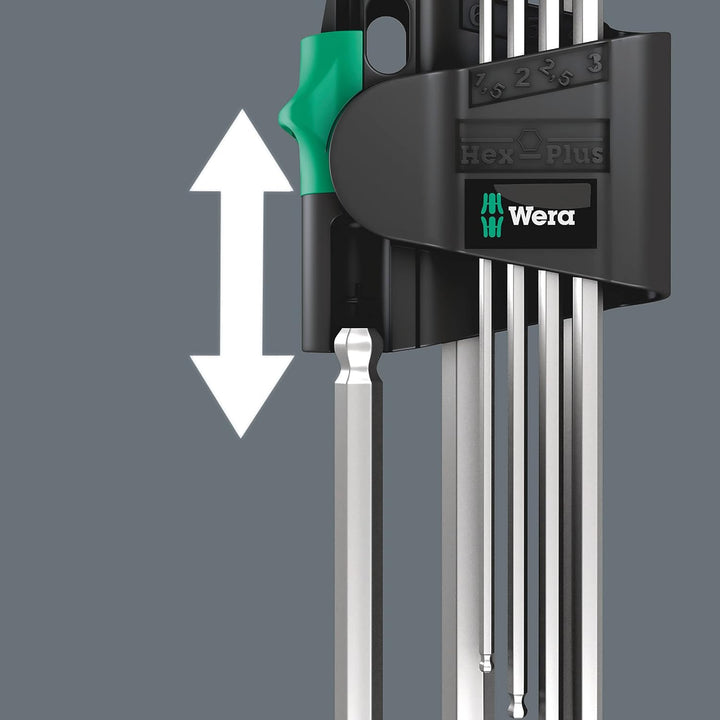 Wera 950 PKL/7B SM Magnet Winkelschlüsselsatz, metrisch, gestellverchromt, 7-teilig, 05022101001