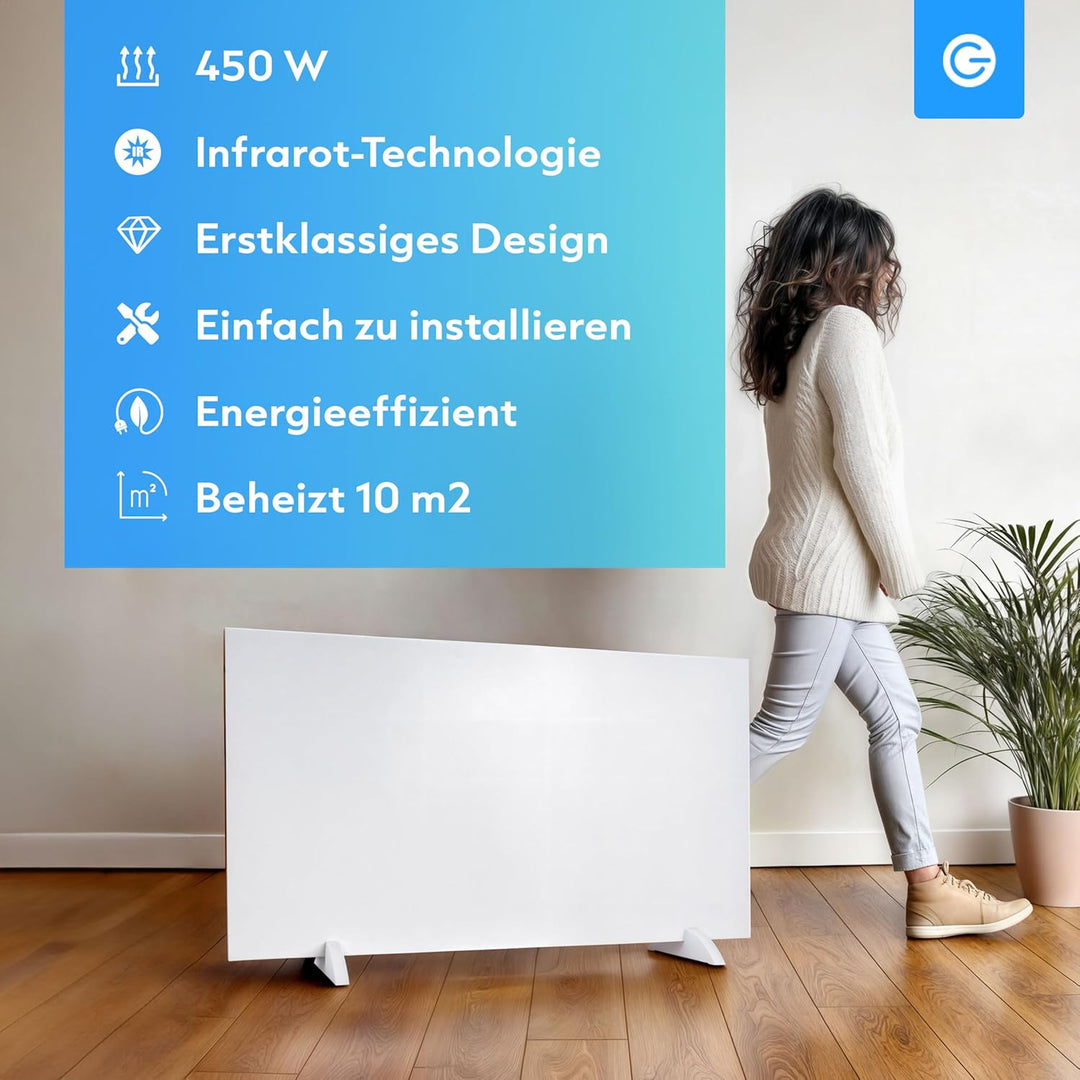 Silvergear® Infrarotheizung 450W | Premium Energieeffizientes Heizpaneel mit WiFi-Steuerung | Doppel