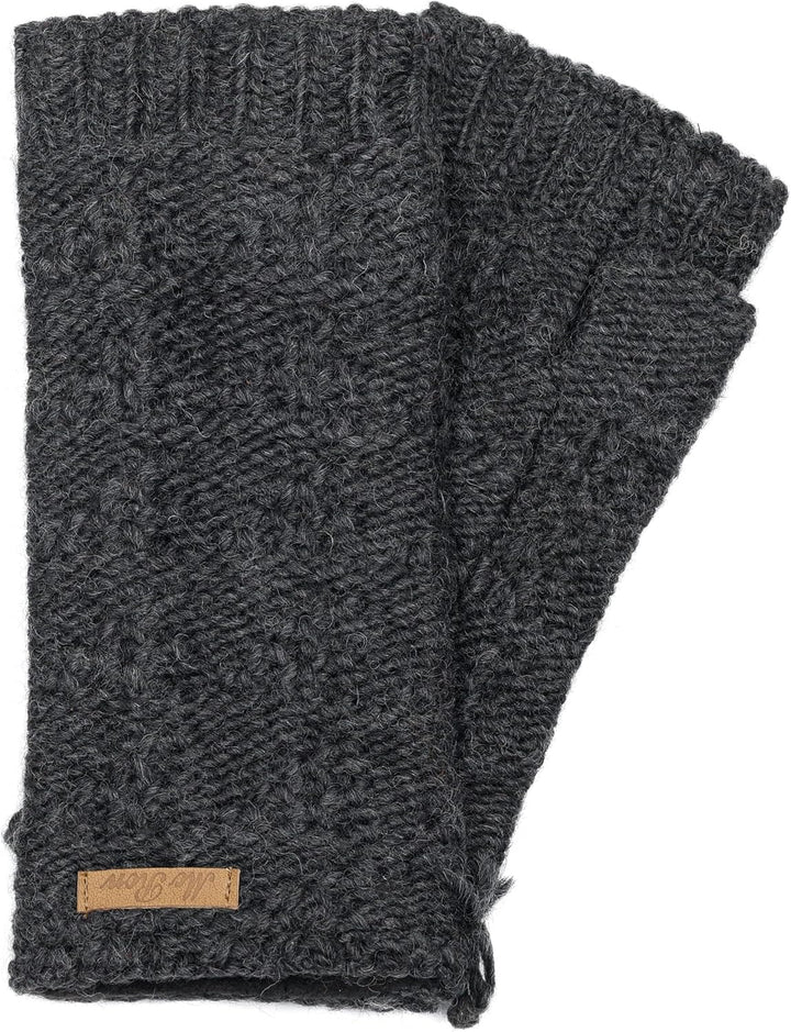 Damen Gestrickte Pulswärmer Modell Lenna Anthrazit, Anthrazit