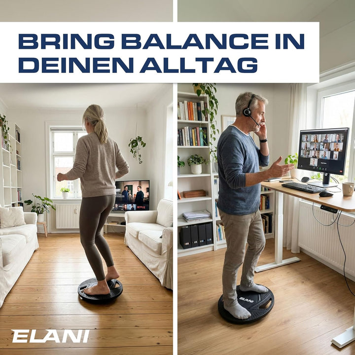 ELANI Rutschfestes Premium Balance-Board, Robustes Wackelbrett für Physiotherapie zur Stärkung der B