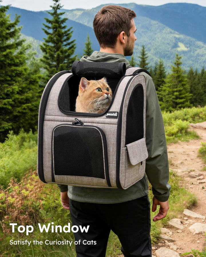 pecute Hunderucksack, Erweiterbar Faltbar, Katzenrucksack Grosse Katzen mit Anti-offener Reissversch