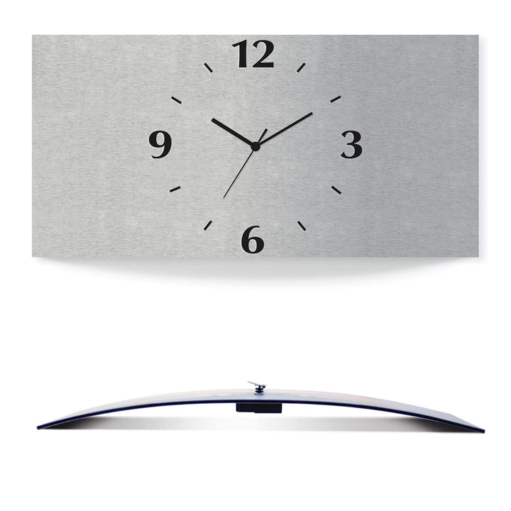 ARTLAND Wanduhr ohne Tickgeräusche Alu Quarzuhr 60x30 cm Eckig Lautlos 3D Design Schlichtes Design M