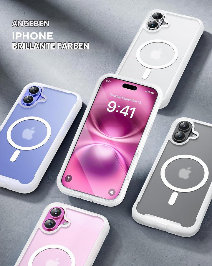 Miracase 360 Grad für iPhone 16 Plus Hülle mit Magsafe, Komplettschutz HandyHülle Magnetisch Stossfe